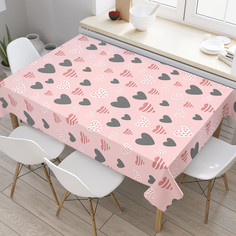 Прямоугольная водоотталкивающая скатерть на стол JoyArty "Ассорти из сердечек"