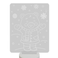 Ночник детский светильник настольный с 3D, светодиодный, беспроводной на батарейках белый Magic Lady