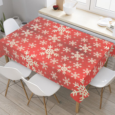 Прямоугольная тканевая скатерть на стол JoyArty с рисунком "Поле снежинок" 145x180 см