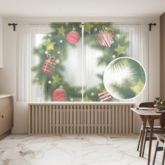 Тюль для кухни и спальни JoyArty "Новогодний венок" 290x180 см