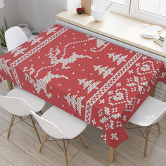 Прямоугольная тканевая скатерть на стол JoyArty с рисунком "Дед Мороз на санях" 120x145 см