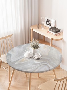 Круглая кухонная скатерть на резинке JoyArty, на круглый стол диаметром 75-100 см.