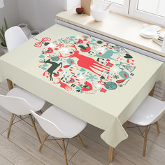 Прямоугольная тканевая скатерть на стол JoyArty с рисунком "Новогодняя игрушка" 145x180 см
