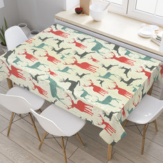 Прямоугольная водоотталкивающая скатерть на стол JoyArty "Новогодние олени" 145x180 см