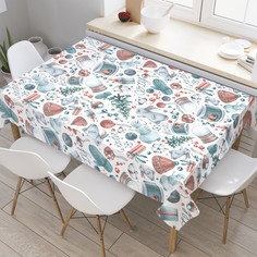 Прямоугольная водоотталкивающая скатерть на стол JoyArty Уютная зима 120x145 см