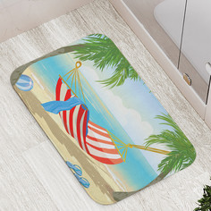Коврик JoyArty "Гамак под пальмами на пляже" для ванной сауны бассейна 77х52 см