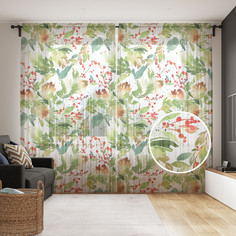 Тюль для кухни и спальни JoyArty "Акварельный Новый Год" 290x265 см