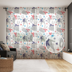 Тюль для кухни и спальни JoyArty "Вечеринка зайцев" 290x265 см