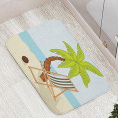 Коврик JoyArty "Шезлонг под пальмой на пляже" для ванной сауны бассейна 77х52 см