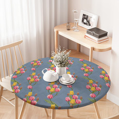 Скатерть на кухонный стол Весенние цветы на резинке 75-100 см Joy Arty