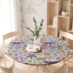 Скатерть на кухонный стол Бабочка и листья на резинке 105-120 см Joy Arty