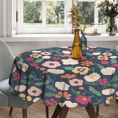 Скатерть круглая тканевая на стол Поле цветов 150х150 см Joy Arty