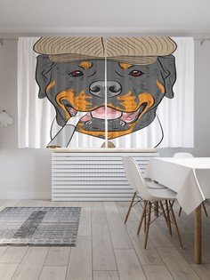 Классические шторы JoyArty "Собака в шляпе и галстуке", Oxford DeLux, 2 полотна 145x180 см