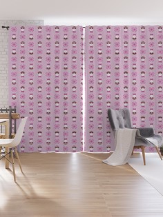 Шторы под лён JoyArty "Енот и цветок", серия Oxford DeLux, 340х265 см