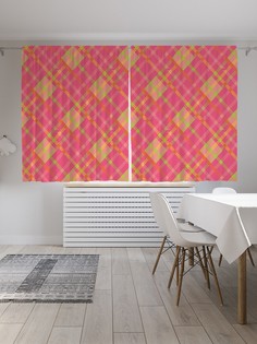 Классические шторы JoyArty "Текстильная клетка", серия Oxford DeLux, 2 полотна 145x180 см