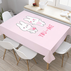 Прямоугольная тканевая скатерть на стол с рисунком JoyArty "Влюбленные зайцы" см