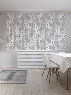 Классические шторы JoyArty "Плодовая цветущая веточка", Oxford DeLux, 2 полотна 145x180 см