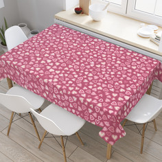 Прямоугольная тканевая скатерть на стол с рисунком JoyArty "Светящиеся сердечки" см