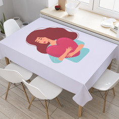 Прямоугольная тканевая скатерть на стол с рисунком JoyArty "Обнимая сердце" 120 на 145 см