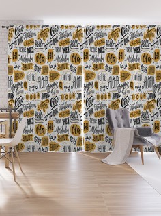 Шторы под лён JoyArty "Приветствие на разных языках", серия Oxford DeLux, 340х265 см