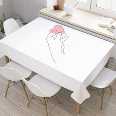 Прямоугольная водоотталкивающая скатерть на стол с рисунком JoyArty "Сердце в руках"