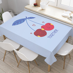Скатерть на стол JoyArty Вишинки вместе 120 на 145 см прямоугольная тканевая с рисунком