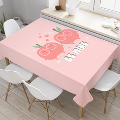 Прямоугольная водоотталкивающая скатерть на стол с рисунком JoyArty "Счастливые яблочки"