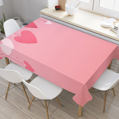 Прямоугольная водоотталкивающая скатерть на стол с рисунком JoyArty "Украшение из сердец"