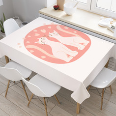 Прямоугольная водоотталкивающая скатерть на стол с рисунком JoyArty "Кошачья любовь"