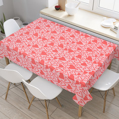 Скатерть на стол JoyArty Много сердец 120 на 145 см прямоугольная тканевая с рисунком