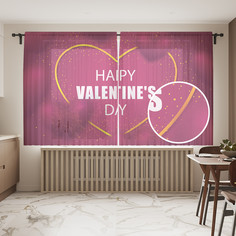 Тюль для кухни и спальни JoyArty "Happy Valentines Day" 145х180см 2 полотна