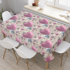 Скатерть на стол JoyArty Объемные сердца 120 на 145 см прямоугольная тканевая с рисунком