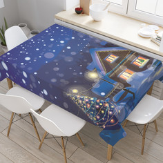 Прямоугольная водоотталкивающая скатерть на стол JoyArty Новогодняя сказка 120x145 см