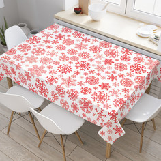 Прямоугольная тканевая скатерть на стол JoyArty с рисунком "Снежинки зимой" 145x180 см