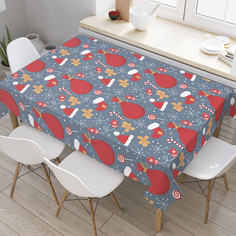 Прямоугольная тканевая скатерть на стол JoyArty с рисунком "Мешок подарков" 145x180 см