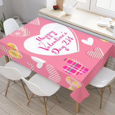 Прямоугольная водоотталкивающая скатерть на стол с рисунком JoyArty "Стильные сердечки"