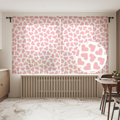 Тюль для кухни и спальни JoyArty "Pink heart" 145х180см 2 полотна