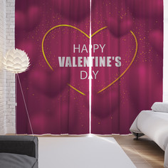 Шторы фотошторы JoyArty "Happy Valentines Day" 145х265 см 2 полотна ткань сатен