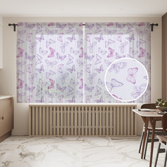 Фототюль короткий Летние бабочки 290x180 на шторной ленте Joy Arty