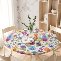 Скатерть на кухонный стол Краски цветов на резинке 105-120 см Joy Arty