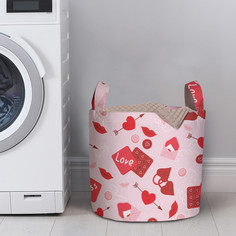 Корзина для белья в ванную органайзер JoyArty Kiss love 35x35 см
