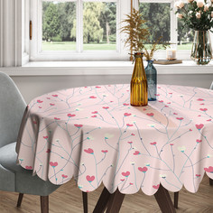 Скатерть круглая тканевая на стол JoyArty Цветущая любовь 150х150 см