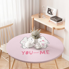 Скатерть на кухонный стол JoyArty Влюбленные зайцы на резинке 75-100 см