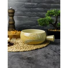 Салатник с ручкой Porland Stoneware Pearl., каменная керамика