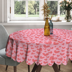 Скатерть круглая тканевая на стол JoyArty Сердечки любви 150х150 см