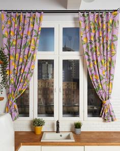 Шторы для кухни из рогожки с подхватом "Всё себе"; Перетт; Размер: 145х180