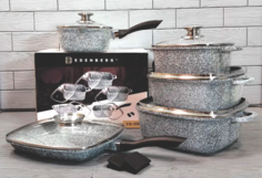 Набор посуды Edenberg с мраморным антипригарным покрытием 12 предметов EB-3989