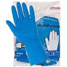 Перчатки хозяйственные Vileda Professional L многоцелевые латекс, голубые VILEDA, 10 шт.