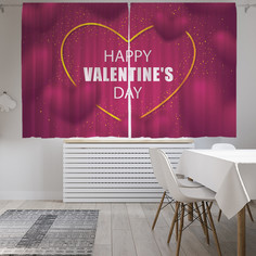 Шторы фотошторы короткие JoyArty "Happy Valentines Day" 145х180 2 полотна сатен