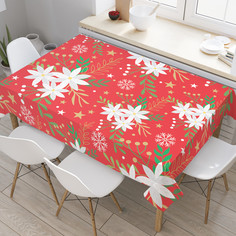 Прямоугольная тканевая скатерть на стол JoyArty с рисунком "Подснежники зимой" 120x145 см